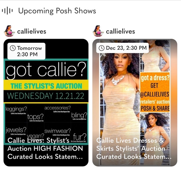Callie Lives Other - UPCOMING LIVE AUCTIONS: WED & FRI: CURATED LOOKS & PIECES 2Pm est